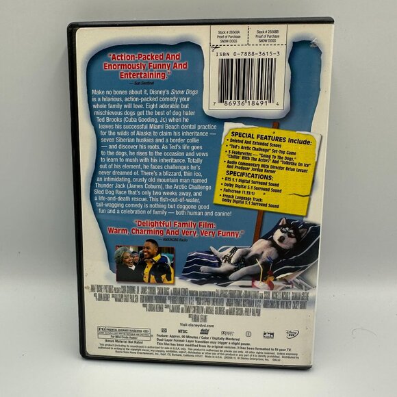 Disney Snow Dogs DVD 2002 PG Cuba Gooding Jr James Coburn Comedy Family - Picture 2 of 3